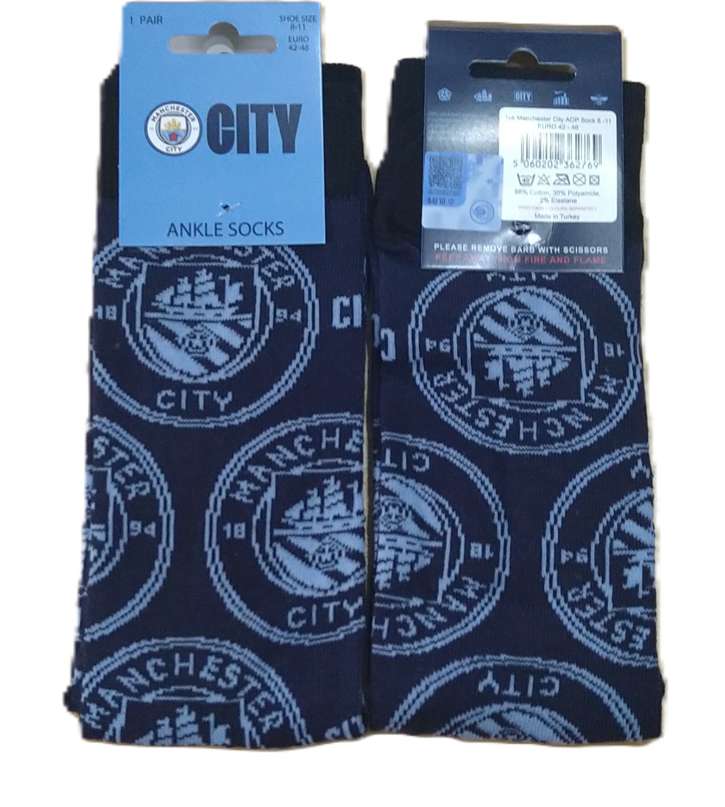 Manchester City Multi Crest Socks Ten Tiny Toes Socks