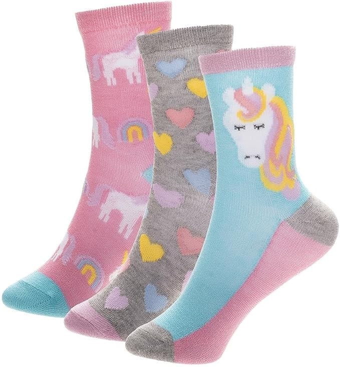 Elevate your little one's sock collection with these delightful Girls rainbows and unicorns 3 pk socks - Ten Tiny Toes socks