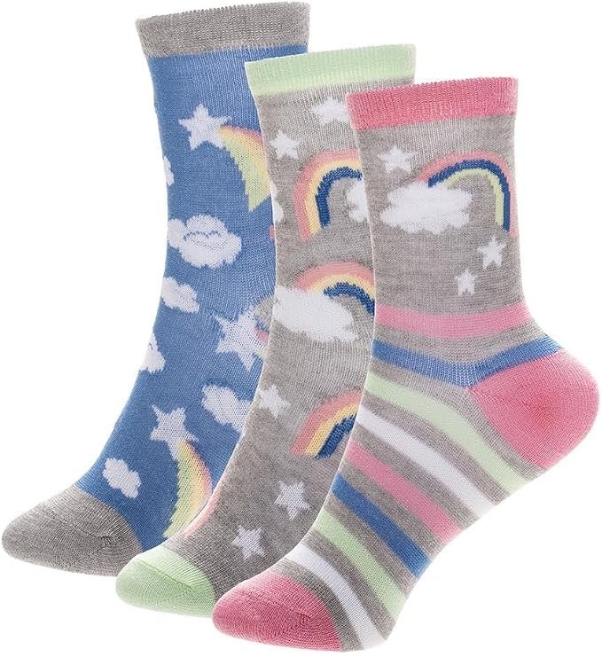 Elevate your little one's sock collection with these delightful Girls rainbows and unicorns 3 pk socks - Ten Tiny Toes socks
