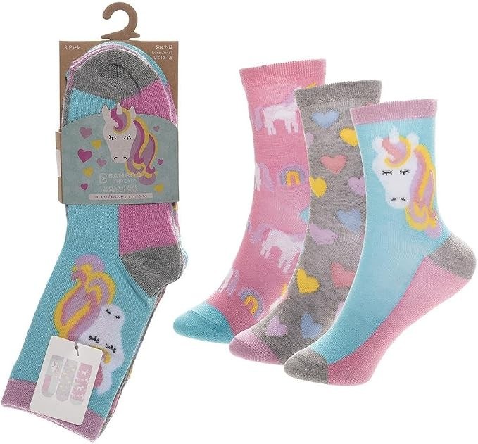 Elevate your little one's sock collection with these delightful Girls rainbows and unicorns 3 pk socks - Ten Tiny Toes socks