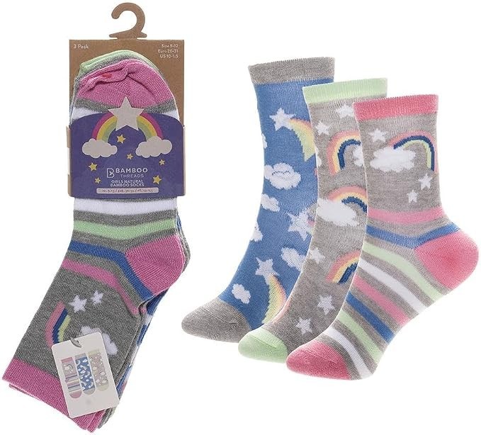 Elevate your little one's sock collection with these delightful Girls rainbows and unicorns 3 pk socks - Ten Tiny Toes socks