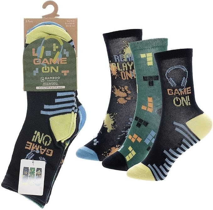 Dinosaurs Gamer Socks 3pk - Ten Tiny Toes Socks