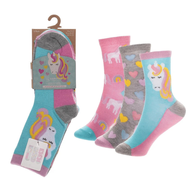 Elevate your little one's sock collection with these delightful Girls rainbows and unicorns 3 pk socks - Ten Tiny Toes socks